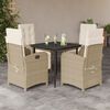 vidaXL 5 Piece Garden Dining Set with Cushions Beige Poly Rattan