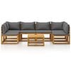 vidaXL 7 Piece Garden Lounge Set with Cushion Solid Acacia Wood