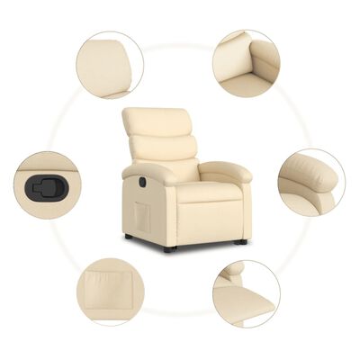 vidaXL Stand up Recliner Chair Cream Fabric