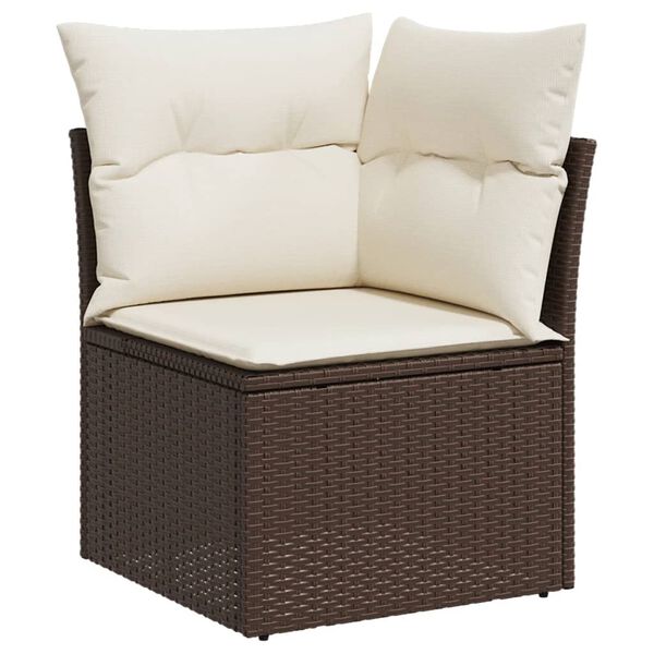 vidaXL 6 Piece Garden Sofa Set with Cushions Brown Poly Rattan