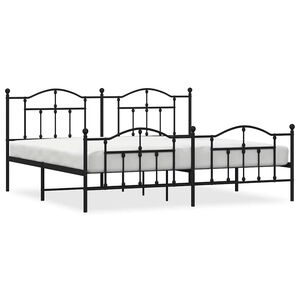 vidaXL Metal Bed Frame without Mattress with Footboard Black 193x203cm