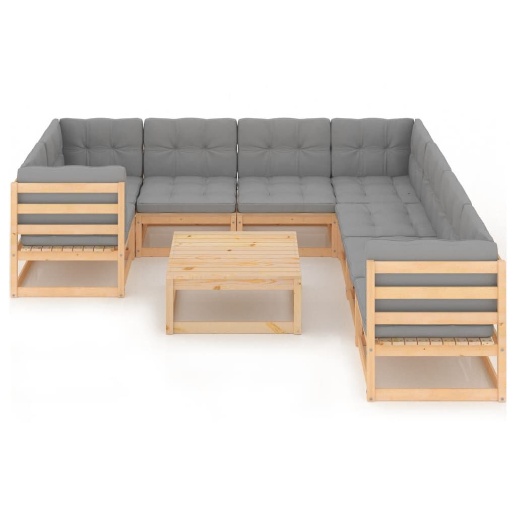 vidaXL 9 Piece Garden Lounge Set with Cushions Solid Pinewood