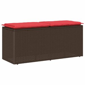 vidaXL Garden Bench with Cushion Brown 110x40x44 cm Poly Rattan