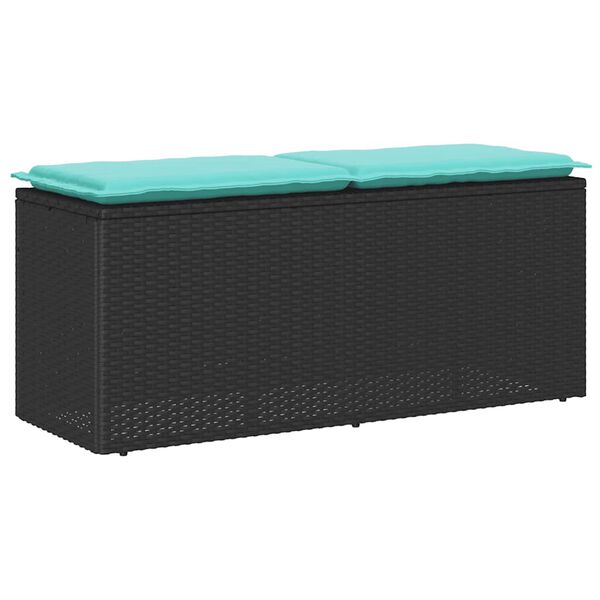 vidaXL Garden Bench with Cushion Black 110x40x44 cm Poly Rattan