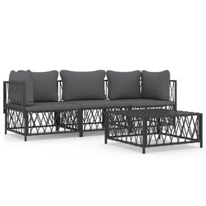 vidaXL 4 Piece Garden Lounge Set with Cushions Anthracite Steel