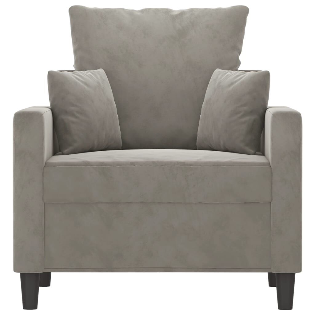 vidaXL Sofa Chair Light Grey 60 cm Velvet