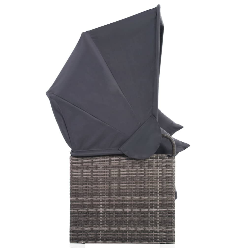 vidaXL 7 Piece Garden Lounge Set with Cushions Poly Rattan Grey