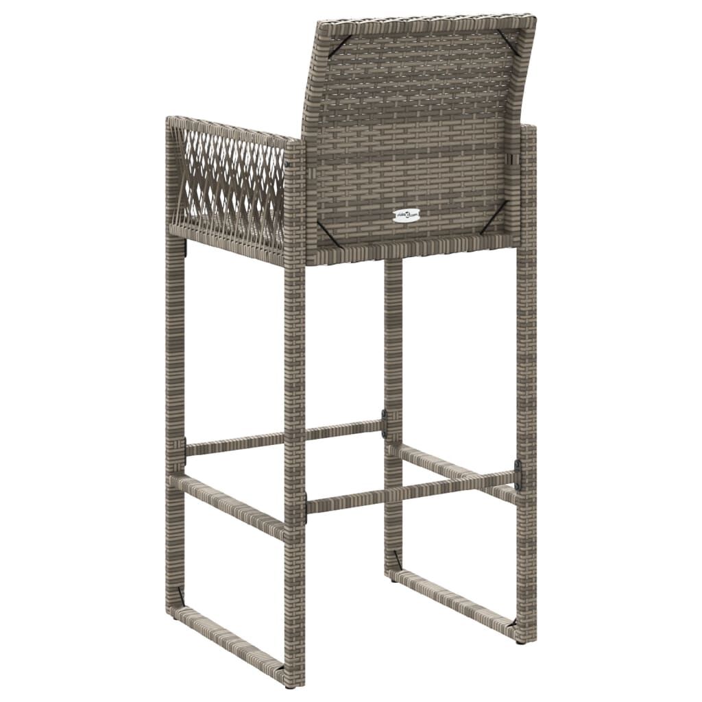 vidaXL Garden Bar Stools 2 pcs Grey Poly Rattan