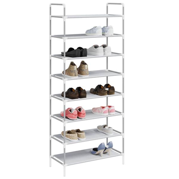 vidaXL Shoe Rack with 8 Shelves Metal and Non-woven Fabric Silver