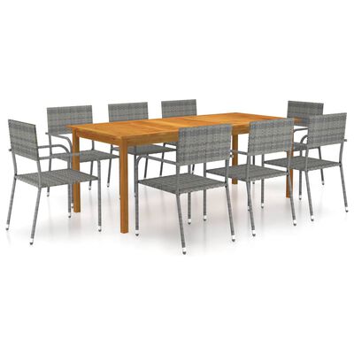 vidaXL 9 Piece Garden Dining Set Grey