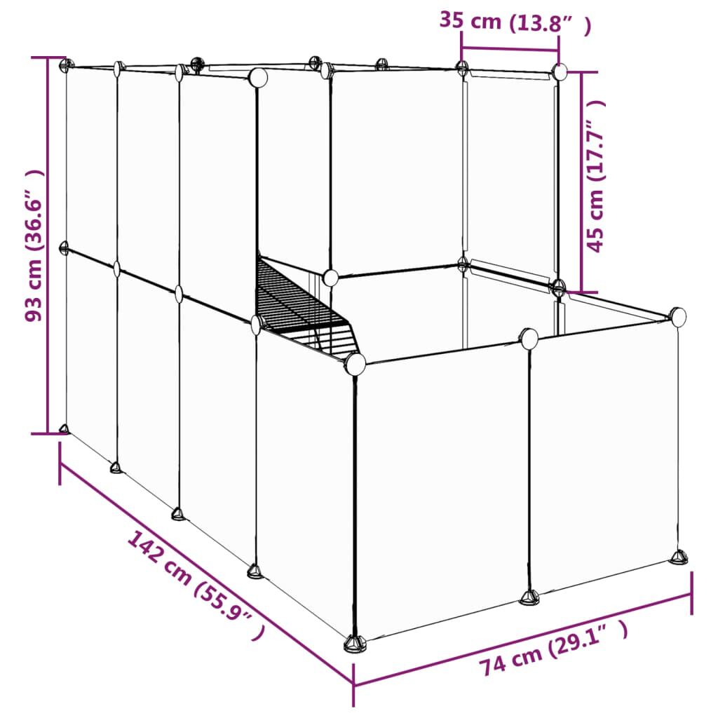 vidaXL Small Animal Cage Transparent 142x74x93 cm PP and Steel