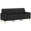vidaXL 2 Piece Sofa Set with Cushions Black Fabric