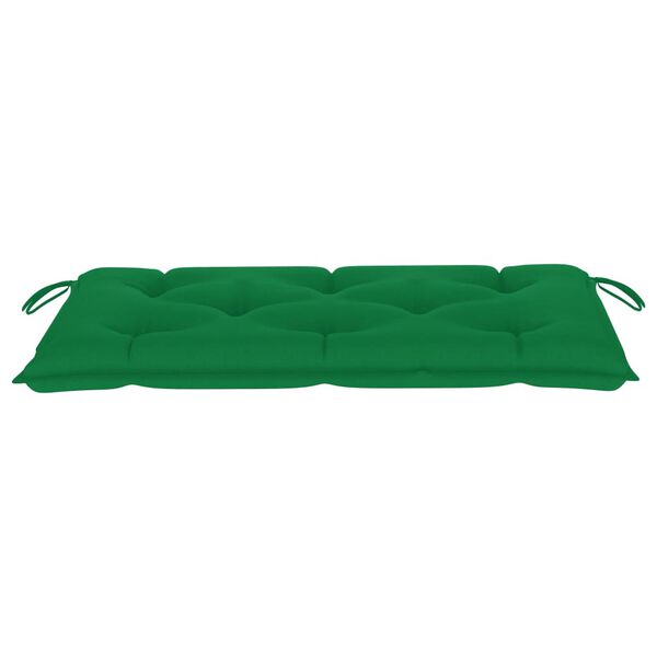 vidaXL Garden Bench with Green Cushion 112 cm Solid Teak Wood