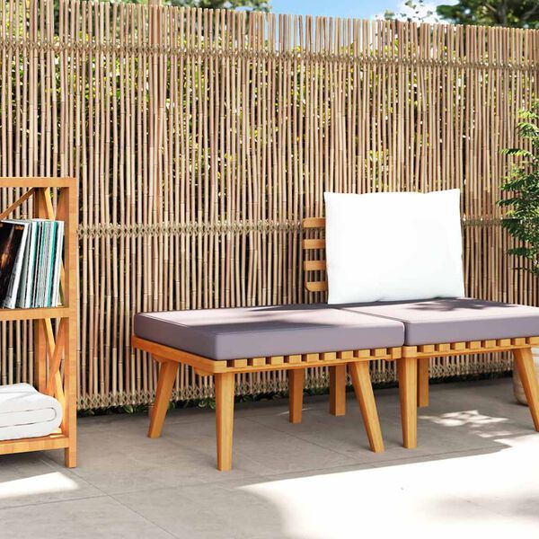 vidaXL Garden Footstool with Cushion 60x60x29 cm Solid Acacia Wood