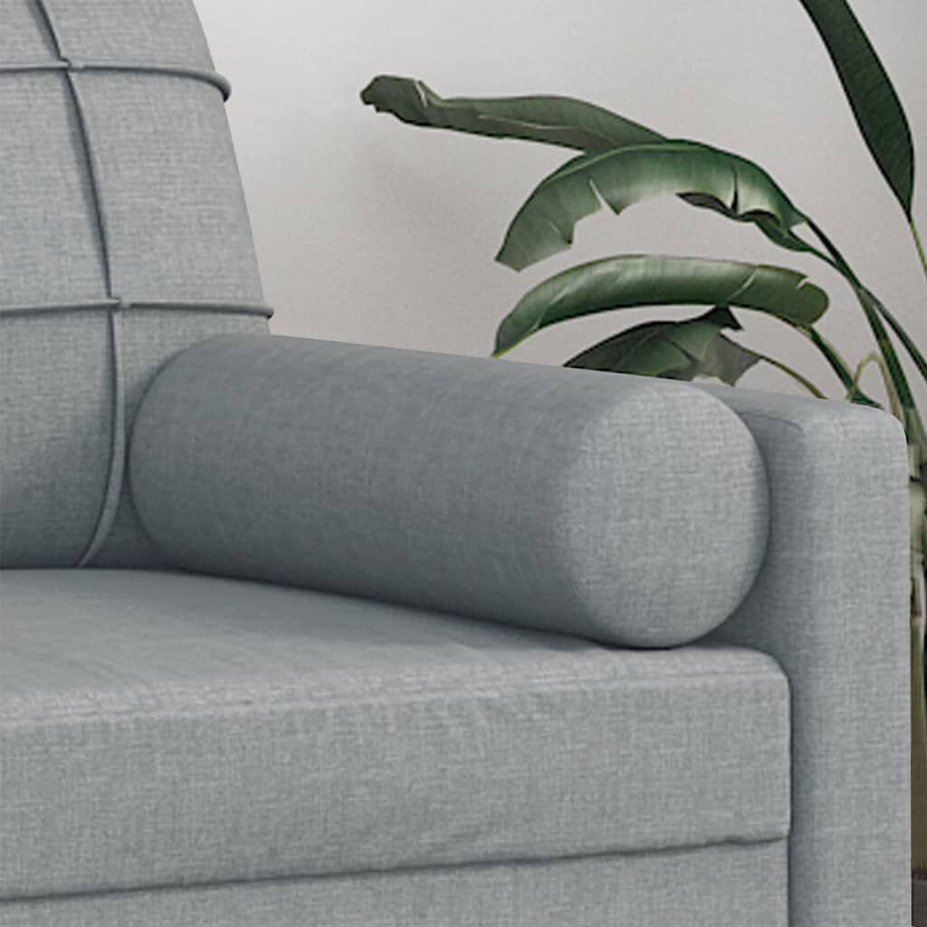 vidaXL Throw Pillows 2 pcs Light Grey Ø15x50 cm Fabric
