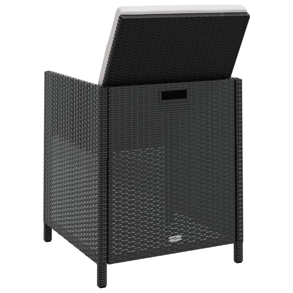 vidaXL 9 Piece Outdoor Dining Set Poly Rattan and Acacia Wood Black