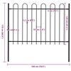 vidaXL Garden Fence with Hoop Top Steel 181x120 cm Black