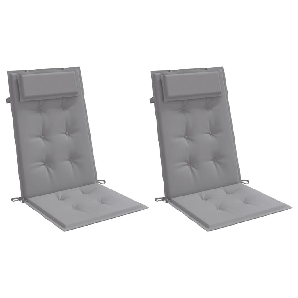 vidaXL Highback Chair Cushions 2 pcs Grey Oxford Fabric