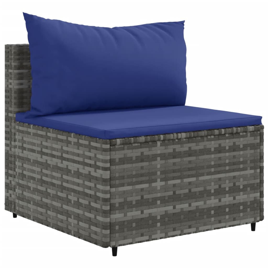 vidaXL 11 Piece Garden Sofa Set with Cushions Grey Poly Rattan