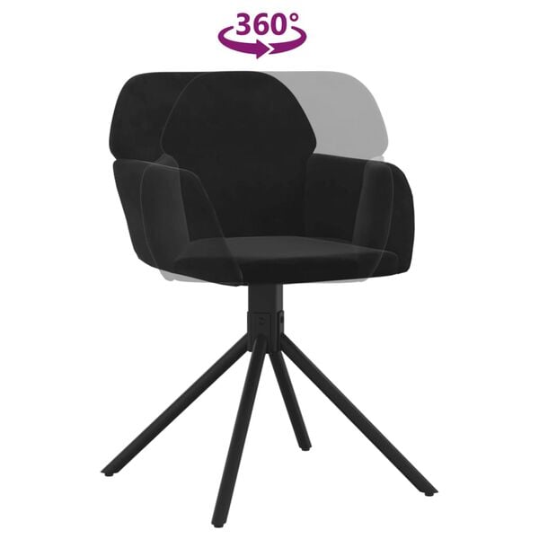 vidaXL Swivel Dining Chairs 2 pcs Black Velvet