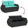 vidaXL 7 Piece Garden Sofa Set with Cushions Black Poly Rattan