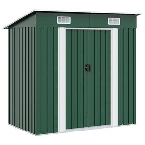 vidaXL Garden Shed Green Metal