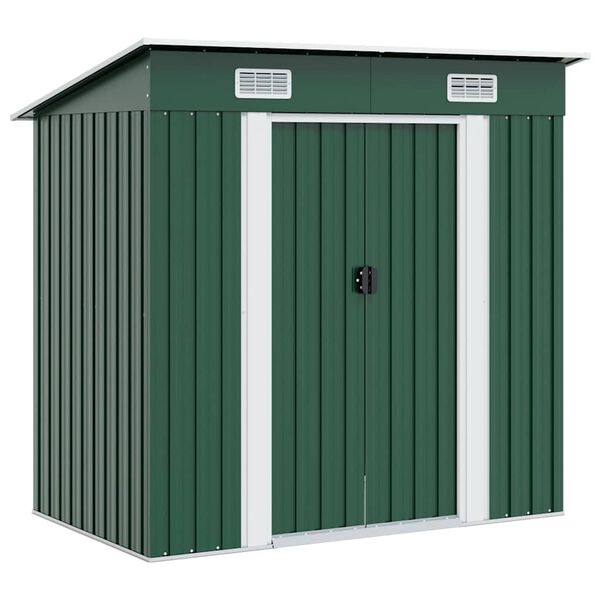 vidaXL Garden Shed Green Metal