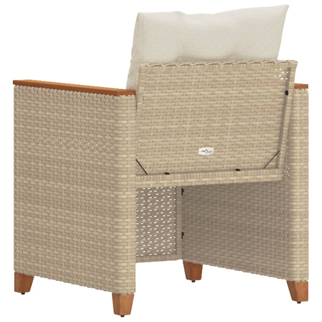 vidaXL Garden Chair with Cushions Beige Poly Rattan