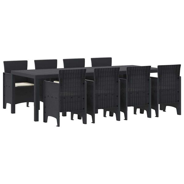 vidaXL Garden Dining Set 9 pcs Anthracite Polt rattan
