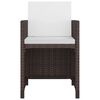 vidaXL 5 Piece Outdoor Dining Set with Cushions Poly Rattan Brown