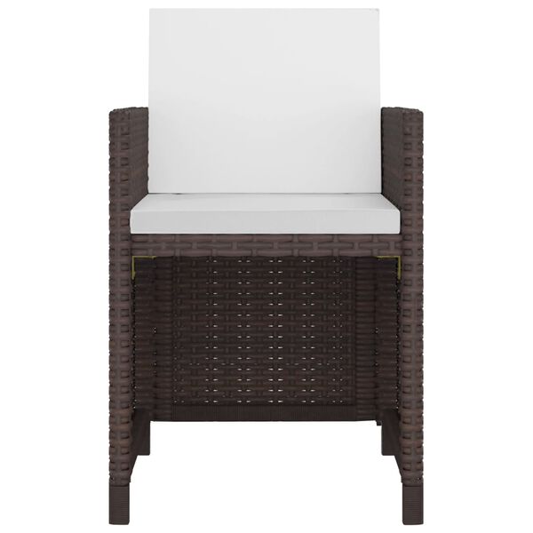 vidaXL 5 Piece Outdoor Dining Set with Cushions Poly Rattan Brown