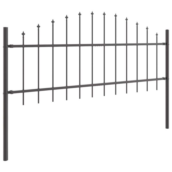 vidaXL Garden Fence 7 pcs Grey 170 x 115 cm Powder-Coated Steel
