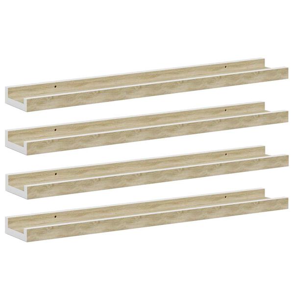 vidaXL Wall Shelves 4 pcs White and Sonoma Oak 60x9x3 cm