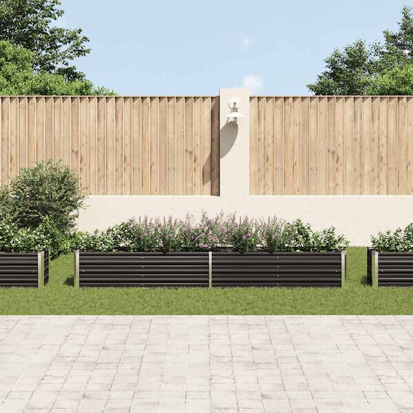 vidaXL Garden Raised Bed Galvanised Steel 320x40x45 cm Anthracite