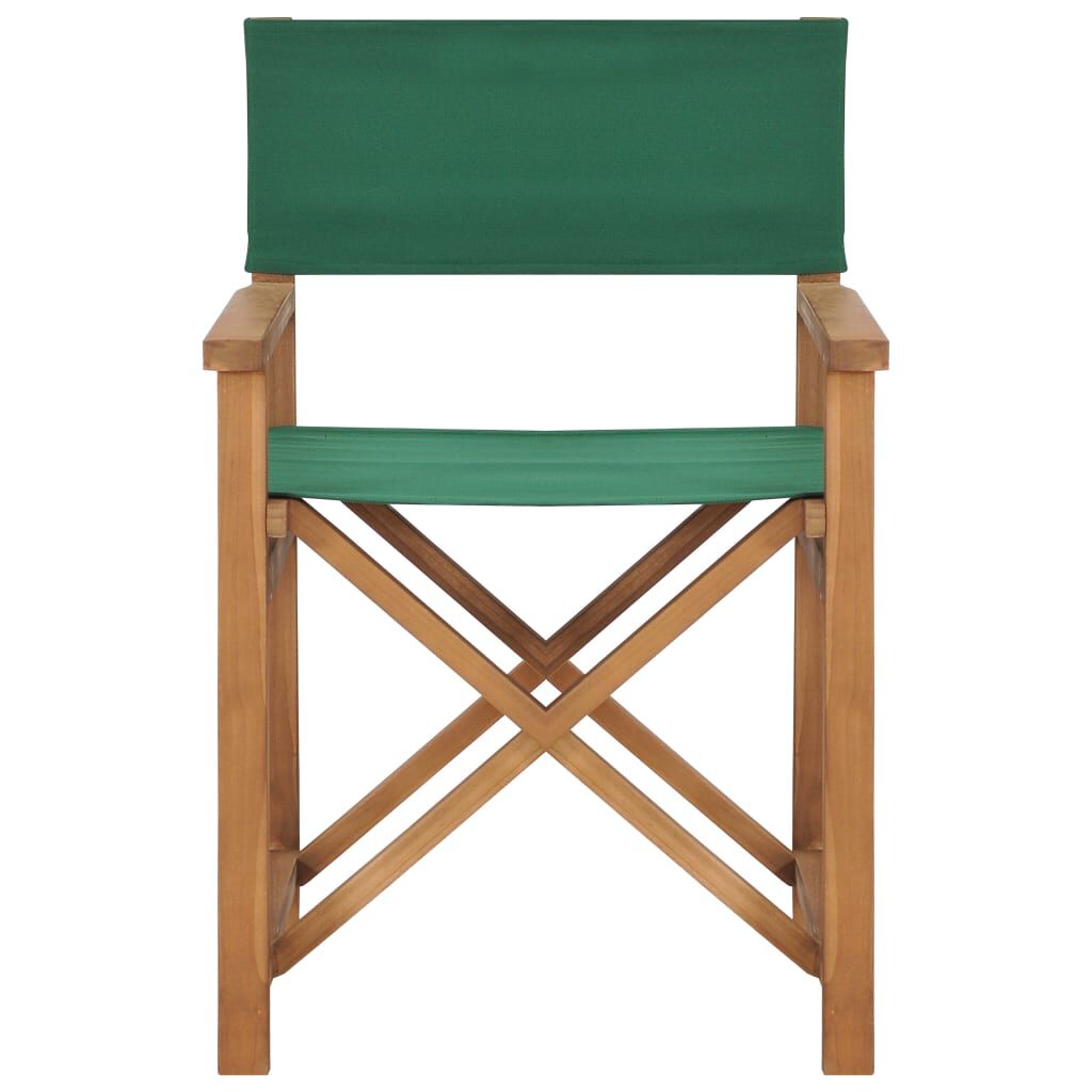 vidaXL Director's Chairs 2 pcs Solid Teak Wood Green