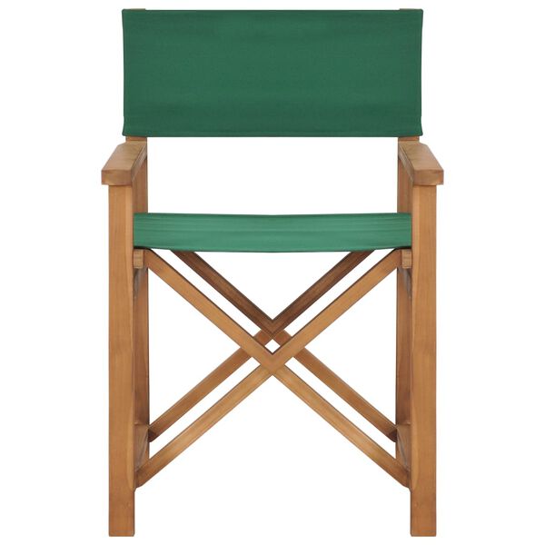 vidaXL Director's Chairs 2 pcs Solid Teak Wood Green