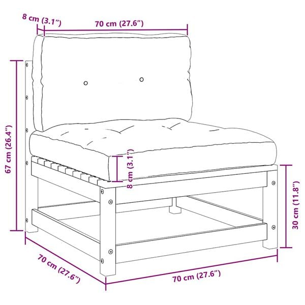 vidaXL 2 Piece Garden Lounge Set with Cushions Solid Pinewood