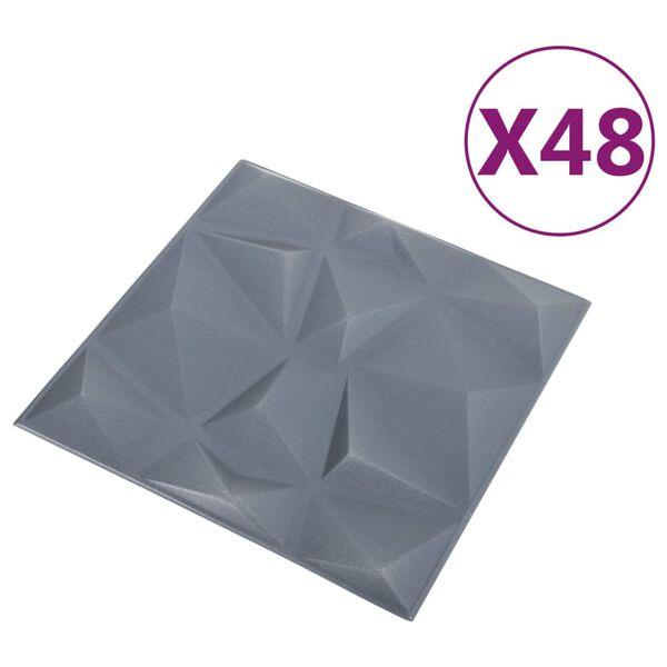 vidaXL 3D Wall Panels 48 pcs 50x50 cm Diamond Grey 12 m²