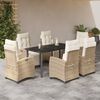 vidaXL 7 Piece Garden Dining Set with Cushions Beige Poly Rattan