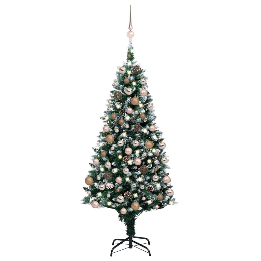 vidaXL Artificial Pre-lit Christmas Tree with Ball Set&Pine Cones 180 cm