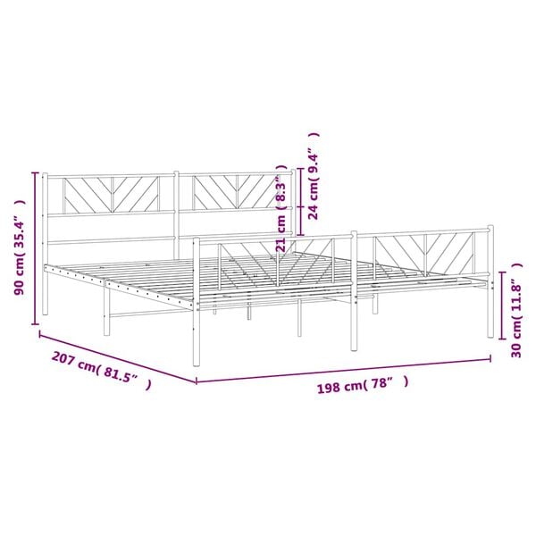 vidaXL Metal Bed Frame without Mattress with Footboard Black 193x203cm