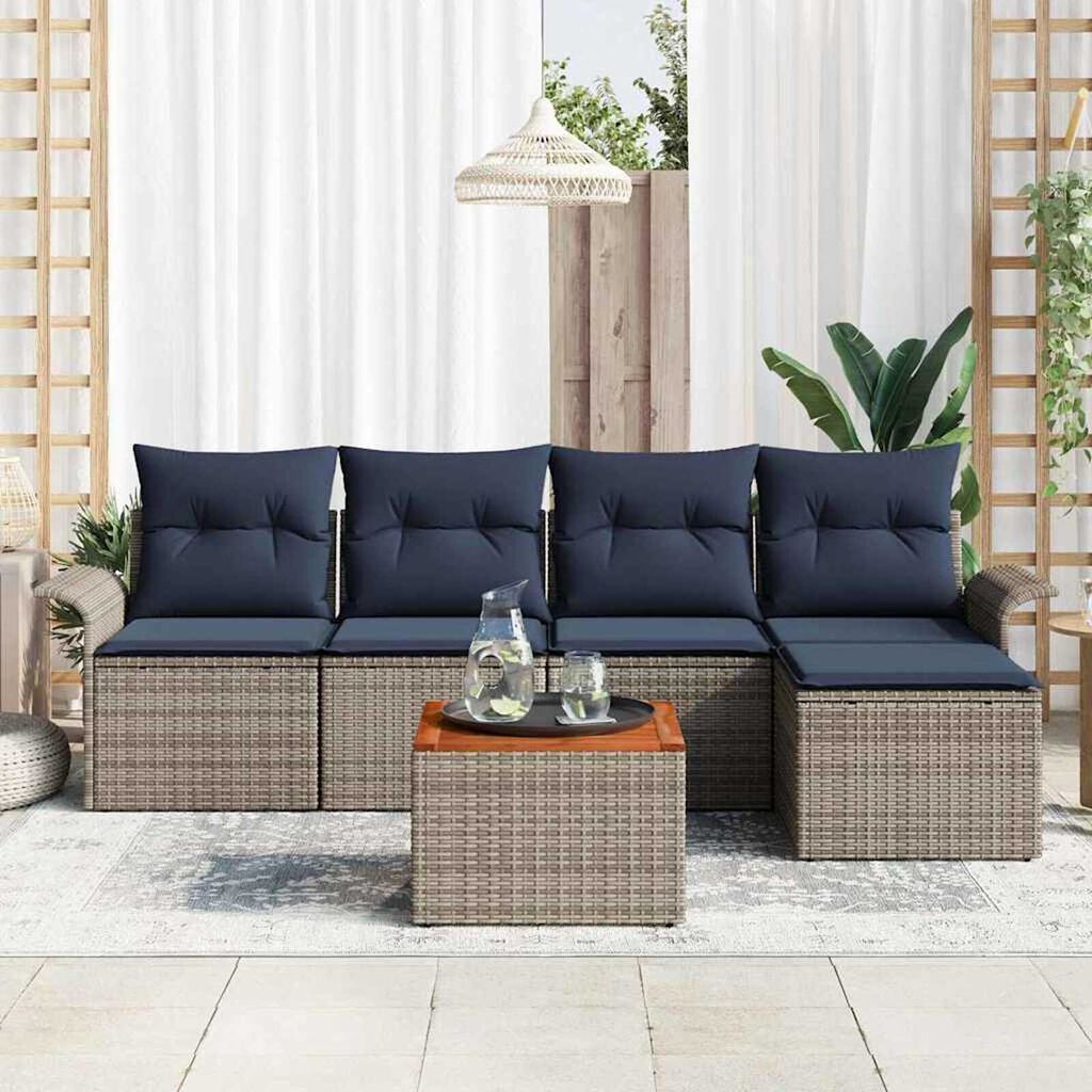 vidaXL Garden Sofa Set 6 pcs Grey Poly rattan