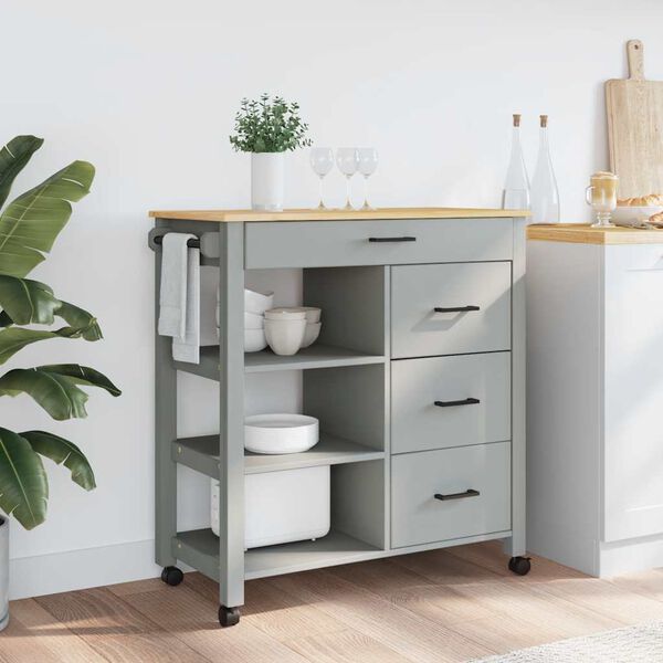 vidaXL Kitchen Trolley MONZA 84x40x90 cm Solid Wood Pine
