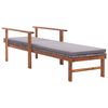 vidaXL Sun Lounger with Cushion Poly Rattan and Solid Acacia Wood Grey