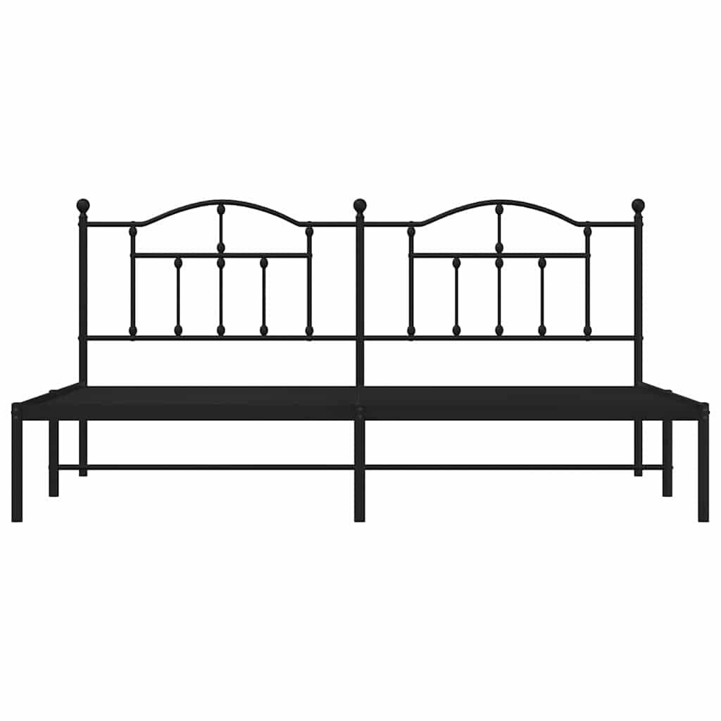 vidaXL Metal Bed Frame without Mattress with Headboard Black 193x203cm