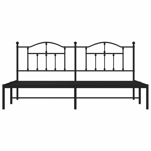vidaXL Metal Bed Frame without Mattress with Headboard Black 193x203cm