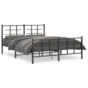 vidaXL Metal Bed Frame without Mattress with Footboard Black 150x200cm