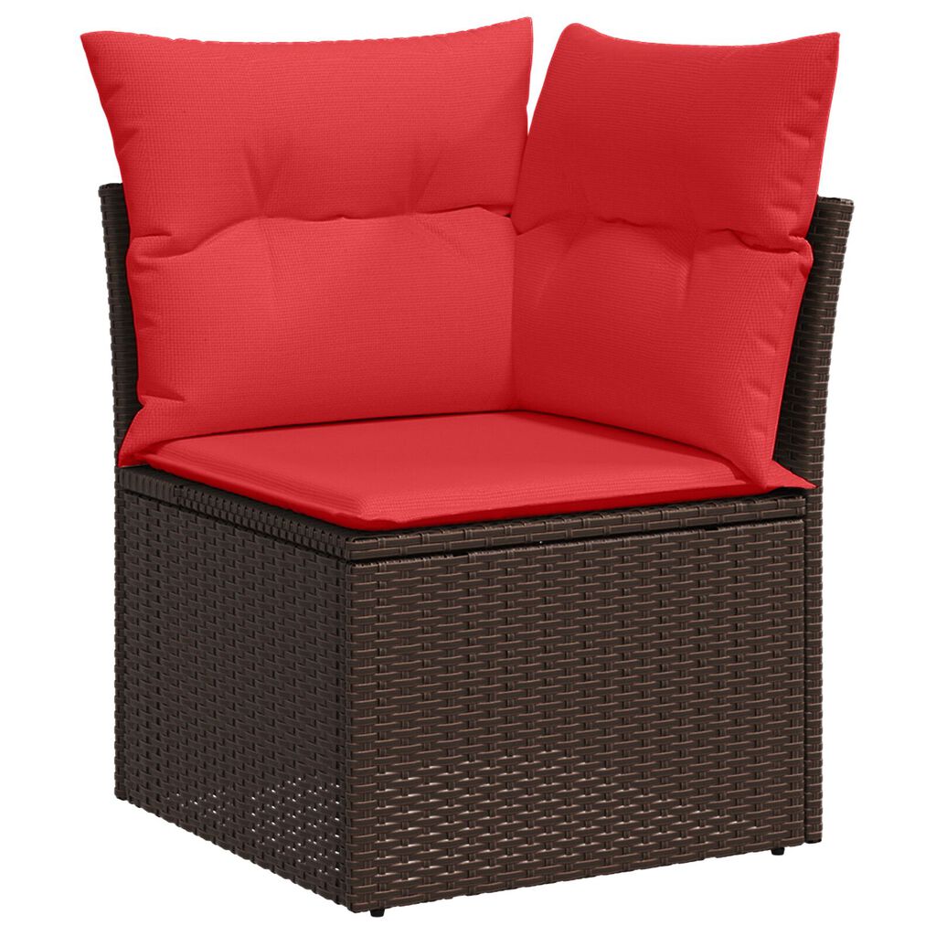 vidaXL 9 Piece Garden Sofa Set with Cushions Brown Poly Rattan