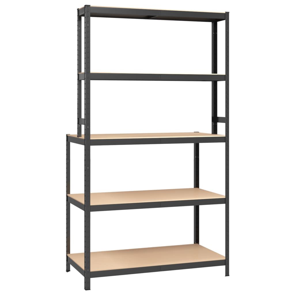 vidaXL 5-Layer Work Table with Shelves Anthracite Steel&Engineered Wood