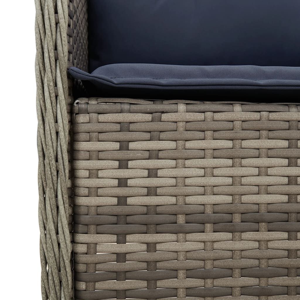 vidaXL 9 Piece Garden Dining Set with Cushions Grey Poly Rattan
